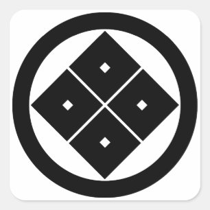 Tilted four-square-eyes in circle square sticker