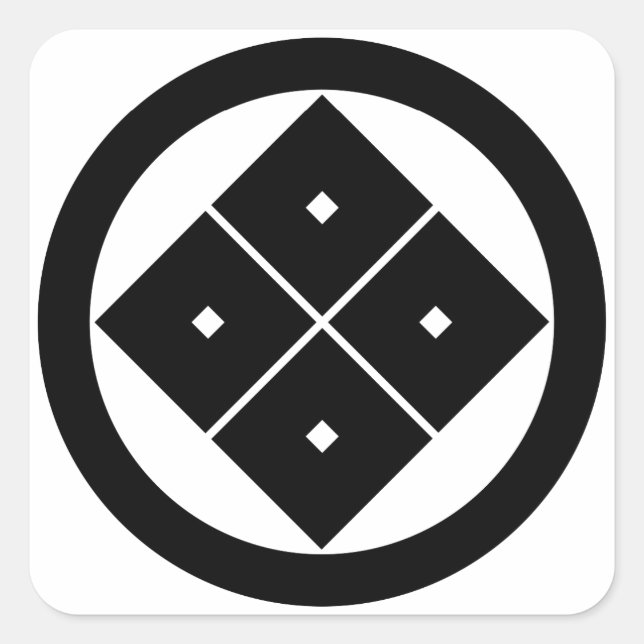 Tilted four-square-eyes in circle square sticker (Front)