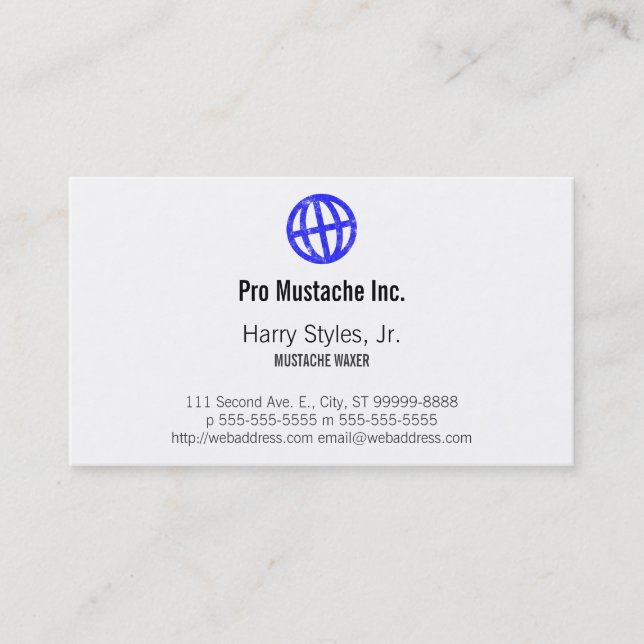 Tilted Globe Letterpress Symbol Business Card (Front)