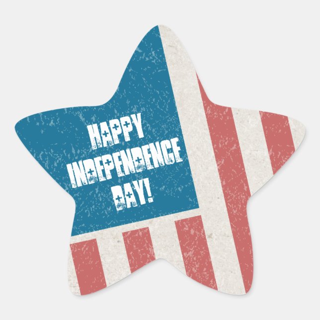 Tilted Grunge Flag Independence Day Party Star Sticker (Front)