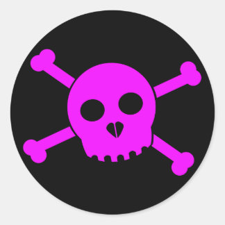 Tilted Pink Deth's Head Sticker