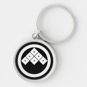 Tilted six-squrae-eyes in circle keychain