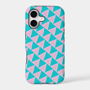 Tilted Triangles Pink and Teal Blue Pattern