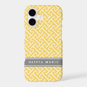 Tilted Yellow Greek Key Pattern with Name