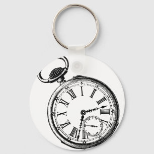 Tilting Clock Pocket Watch Face Timepiece Keychain