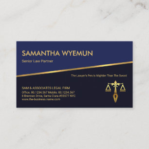 Tilting Gold Line Blue Shades Barrister Paralegal Business Card