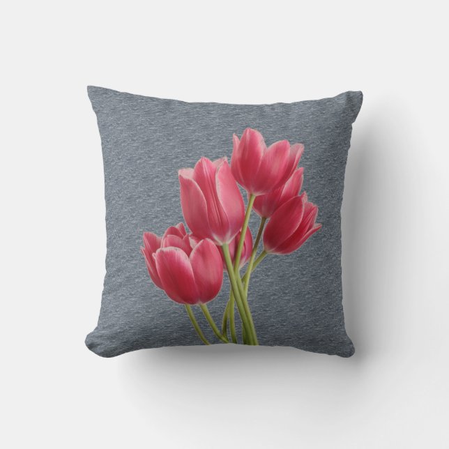 Tilting Tulips Throw Pillow (Front)