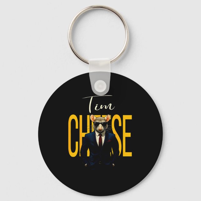 Tim Cheese - Funny Secret Agent Mouse Brainrot Kid Keychain (Front)
