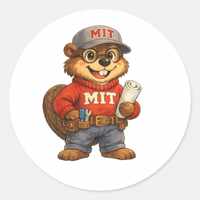 Tim the Beaver – Ghibli‑Inspired Mascot Classic Round Sticker (Front)