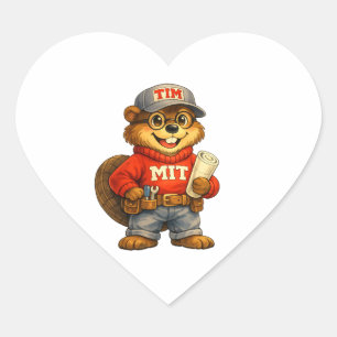 Tim the Beaver – Ghibli‑Inspired Mascot Heart Sticker