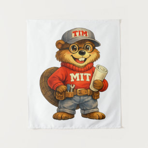 Tim the Beaver – Ghibli‑Inspired Mascot Tapestry