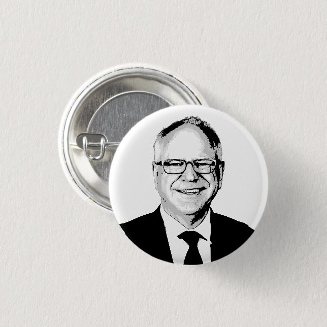 Tim Walz 1 Inch Round Button (Front & Back)