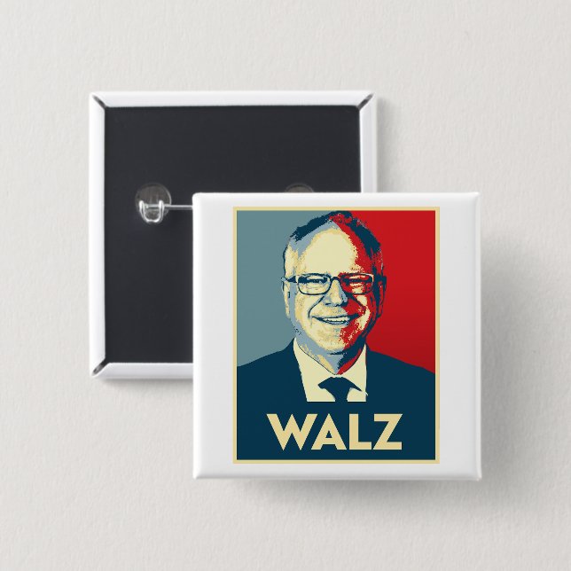 Tim Walz 2 Inch Square Button (Front & Back)