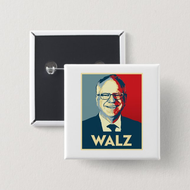 Tim Walz 2 Inch Square Button (Front & Back)