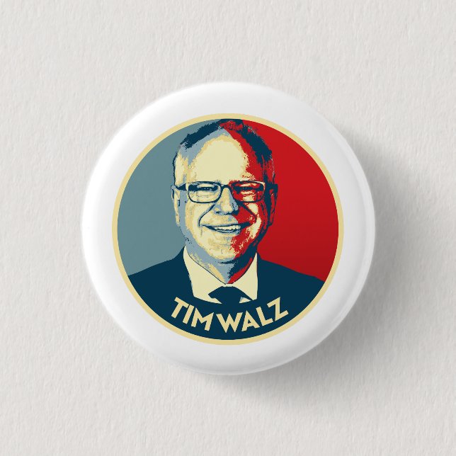 Tim Walz Fan Club 1 Inch Round Button (Front)