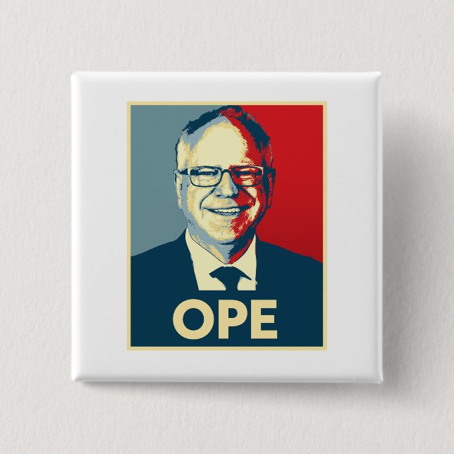 Tim Walz OPE 2 Inch Square Button (Front)