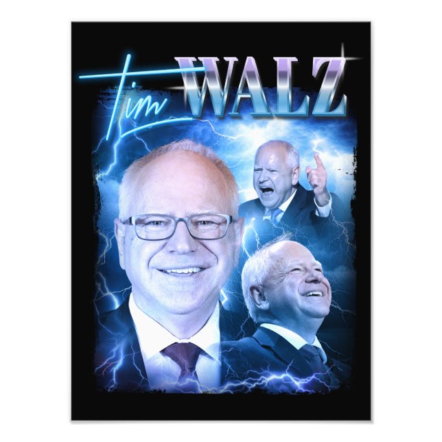 Tim Walz Retro 90s Photo Print (Front)
