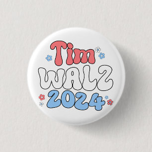 Tim Walz Retro Hippie Style 1 Inch Round Button
