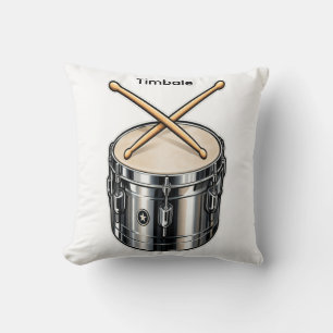 Timbale Drum & Crossed Sticks Percussion Music  Throw Pillow