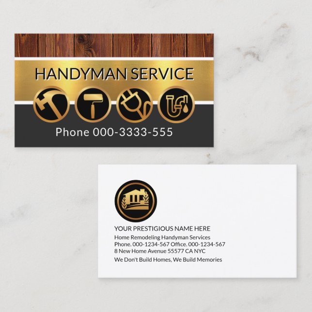 Timber Gold Layers Embossed Business Name Card (Front/Back)