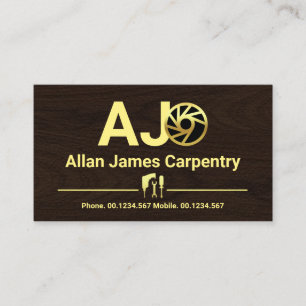 Timber Grain Monogram Woodwork #ZazzleMade Business Card