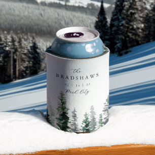 Timber Grove Evergreen Forest Wedding Favor Can Cooler