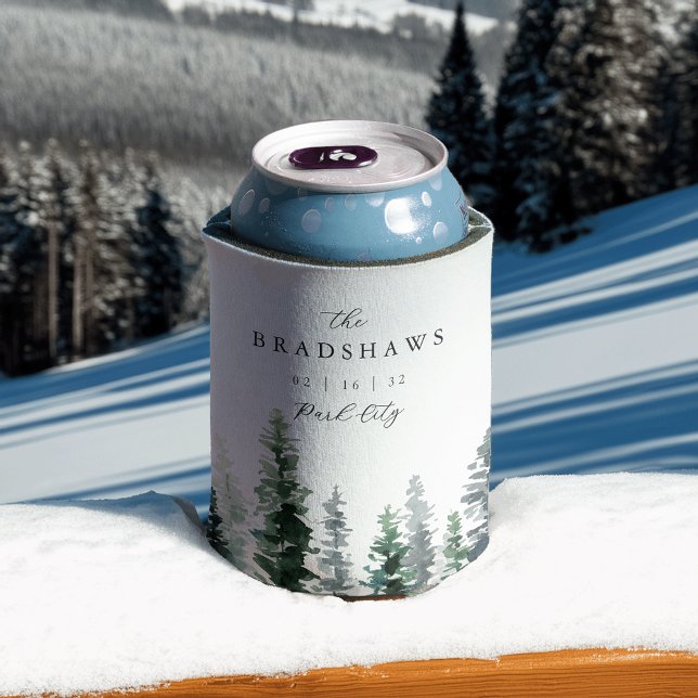Timber Grove Evergreen Forest Wedding Favour Can Cooler (Creator Uploaded)
