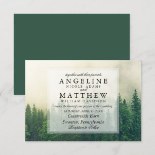 Timber Grove Green Tree Wedding Invitation