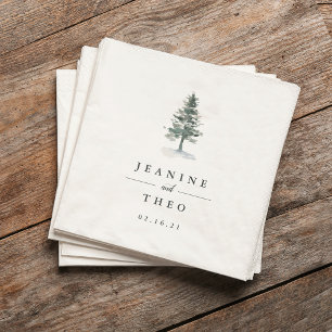 Timber Grove   Personalized Pine Tree Wedding Napkin