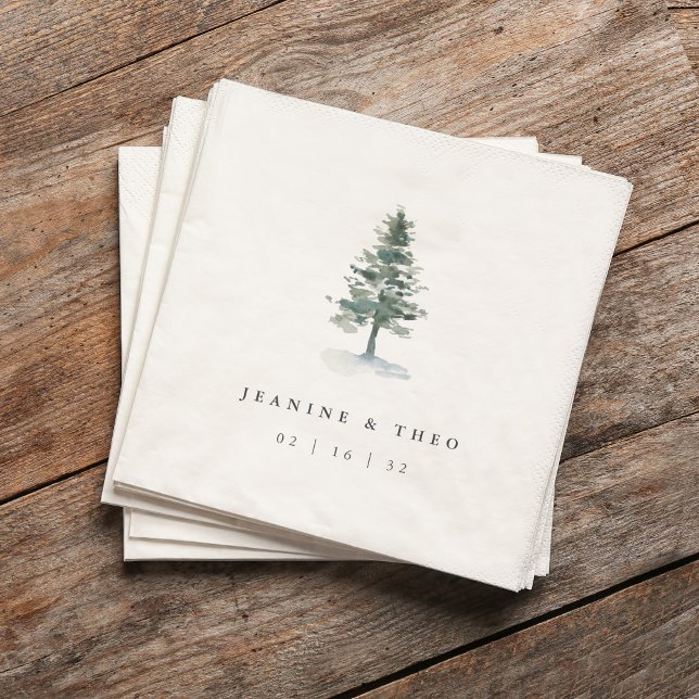 Timber Grove | Personalized Winter Wedding Napkin (Creator Uploaded)