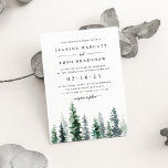 Timber Grove | Wedding Invitation<br><div class="desc">Elegant fall or winter wedding invitation features a copse of tall watercolor pine trees in shades of greyed sage and hunter green. Personalize with your wedding details in chic soft off-black lettering. A beautiful choice for elegant autumn or winter weddings in mountain or forest settings.</div>