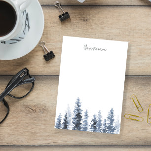 Timber Grove Winter Watercolor Tree Personalized Post-it Notes