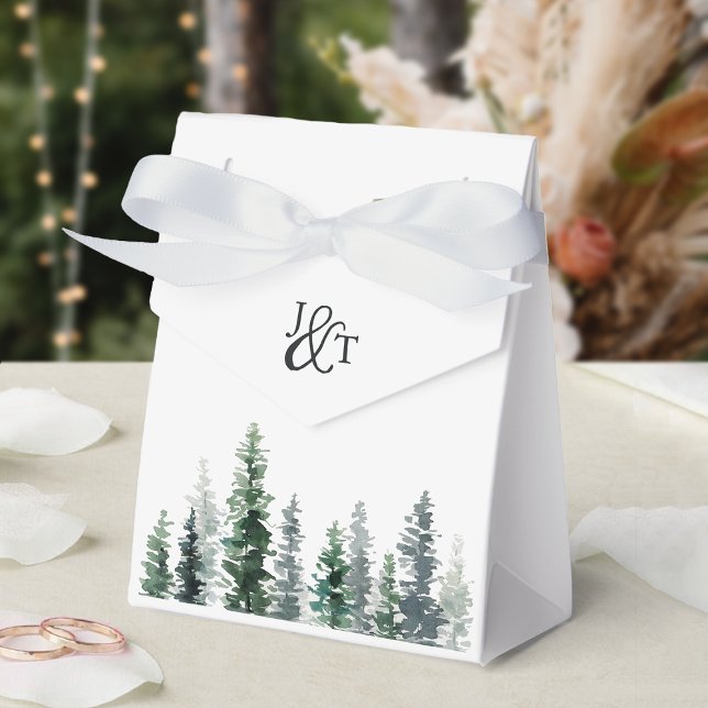 Timber Grove Winter Wedding Monogram Favor Box (Creator Uploaded)