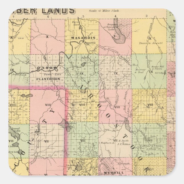 Timber lands 4 Atlas Map Square Sticker (Front)