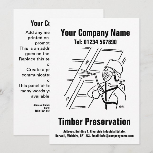 Timber Preservation Cartoon Design Card (Front/Back)