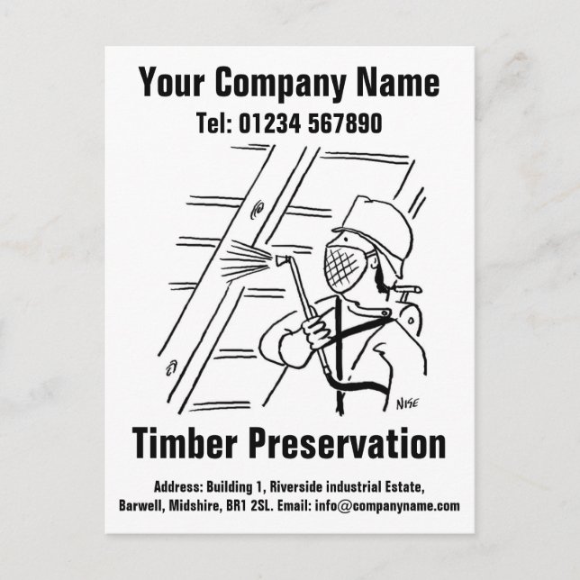 Timber Preservation Cartoon to Personalise Postcard (Front)