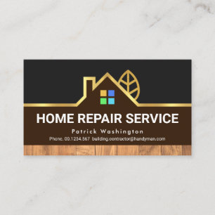 Timber Stripe Gold Home Landscape Business Card