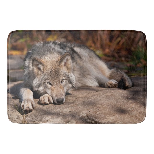 Timber Wolf Bath Mat (Front)