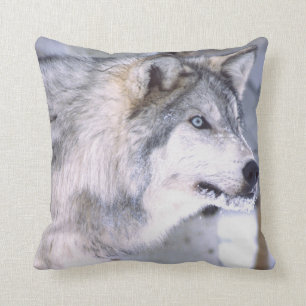 Timber Wolf, Canis lupus, Movie Animal Utah) Throw Pillow