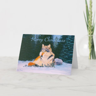 Timber Wolf Christmas Blank Card
