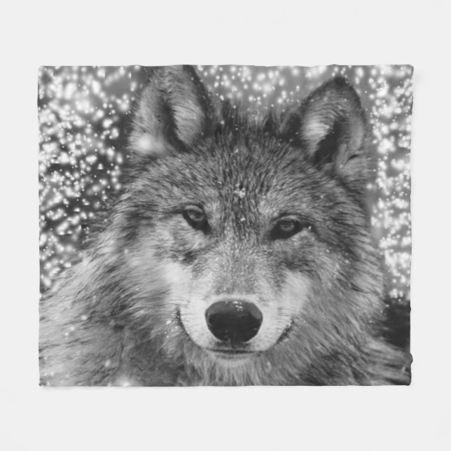 Timber Wolf Fleece Blanket (Front (Horizontal))