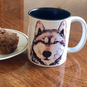 Timber Wolf Portrait Two-Tone Coffee Mug