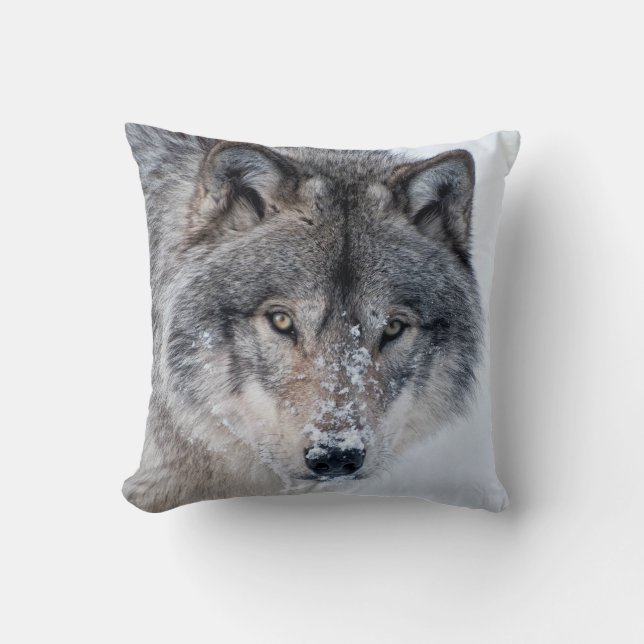 Timber Wolf  Throw Pillow (Front)