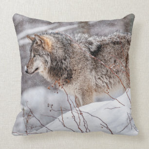 Timber Wolf Throw Pillow