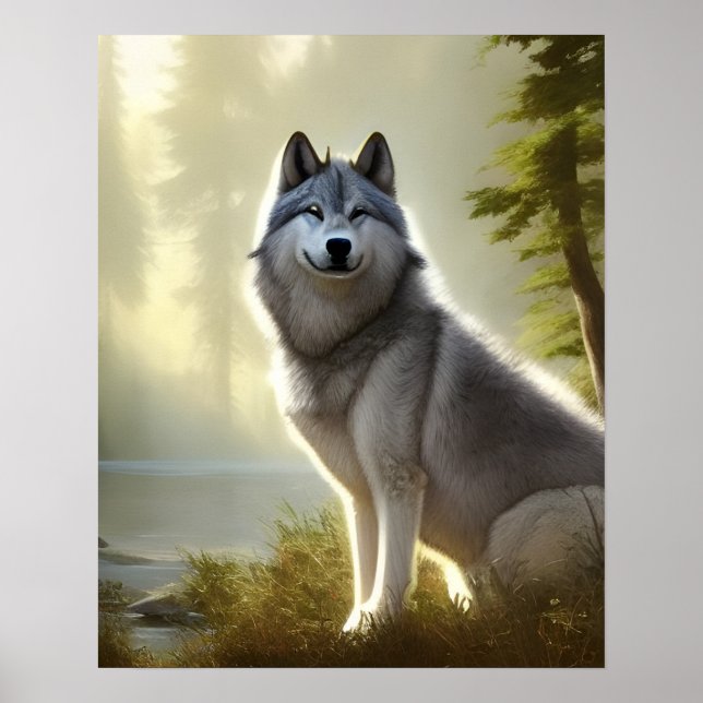 Timber Wolf Wildlife Portrait   Poster (Front)
