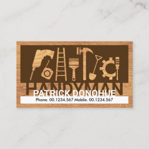 Timber Wood Handyman Tools Frame Business Card