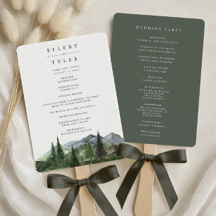 Timberline   Mountain Forest Wedding Program Hand Fan