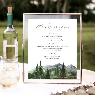 Timberline   Mountain Wedding Bar Menu Sign