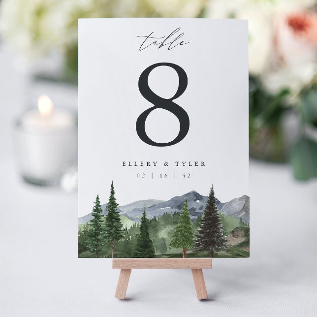 Timberline | Personalized Mountain Forest Wedding Table Number (Creator Uploaded)