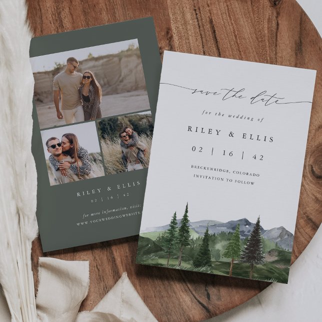 Timberline | Rustic Minimal Mountain Wedding Save The Date (Creator Uploaded)
